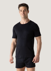 Men's Sea Island Cotton Underwear T-shirt in Black
