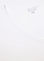 Men's Sea Island Cotton V-Neck Underwear T-shirt in White