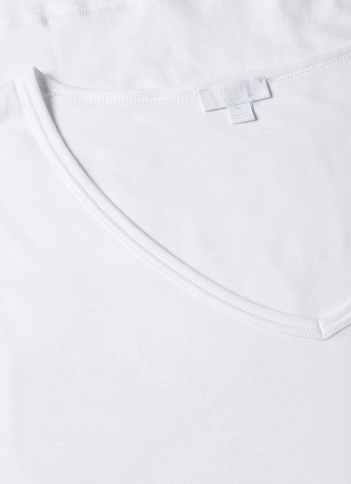 Men's Sea Island Cotton V-Neck Underwear T-shirt in White