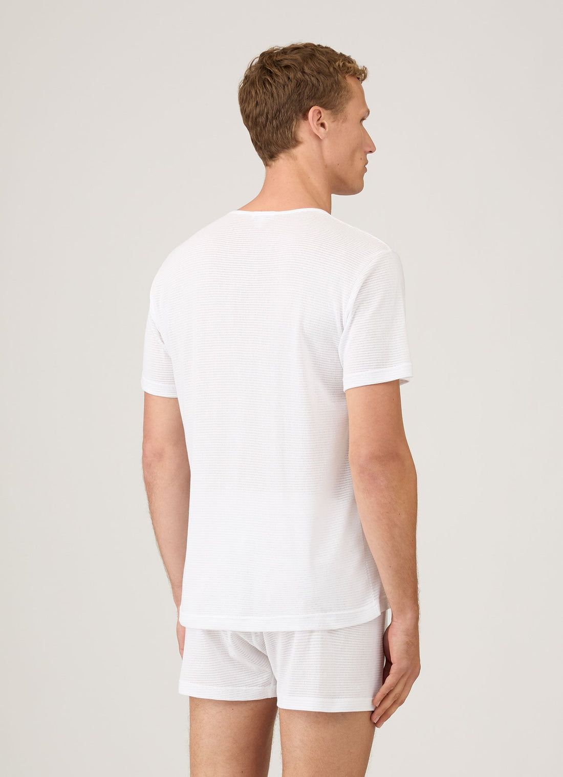 Men's Cellular Cotton V-neck Underwear T-shirt in White