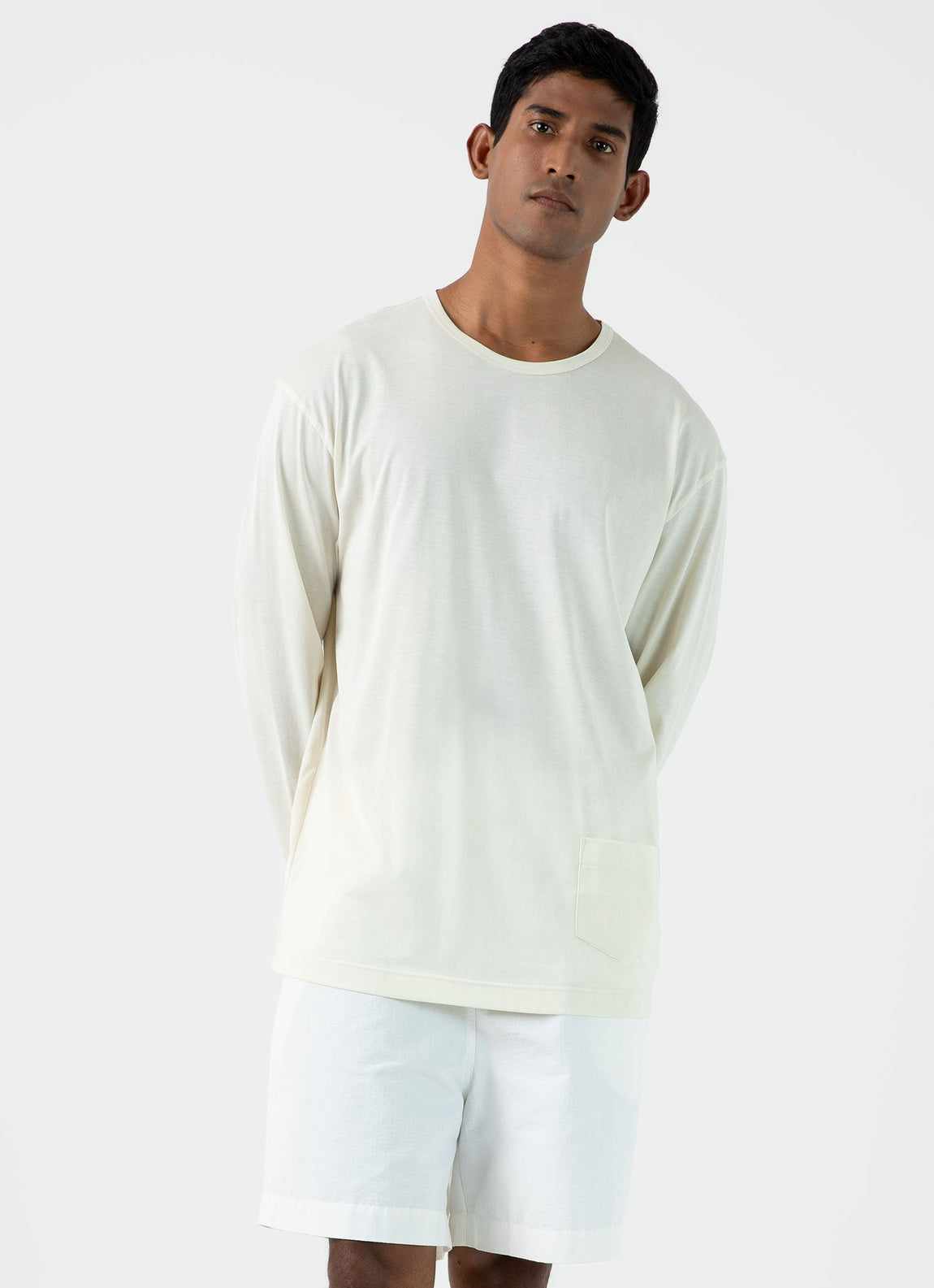 Men's Sunspel x Nigel Cabourn Long Sleeve T-shirt in Stone White