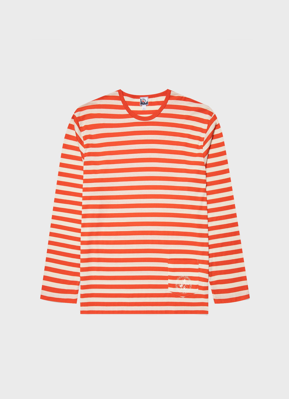Men's Sunspel x Nigel Cabourn Long Sleeve T-shirt in Orange/Stone White