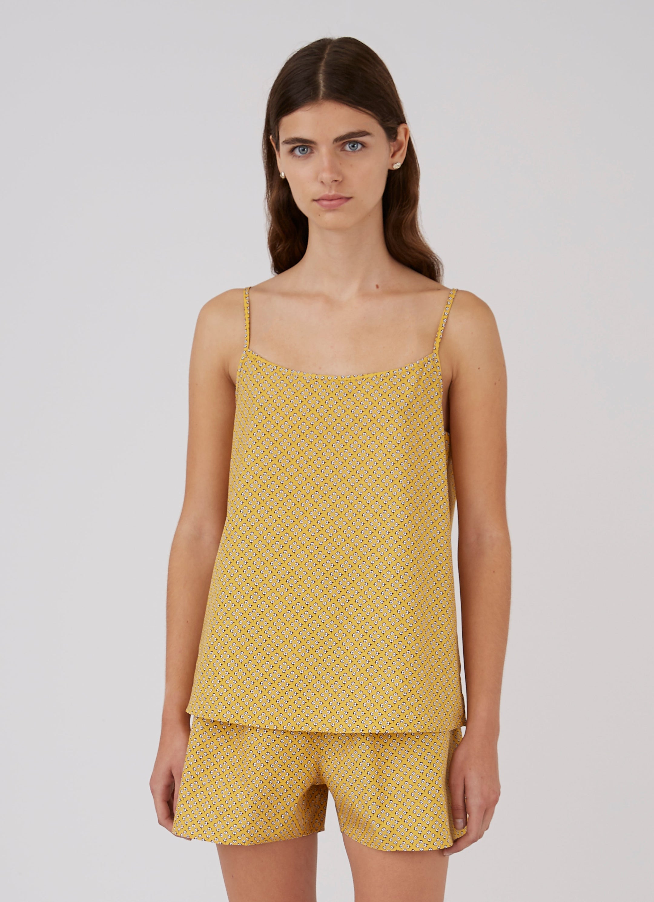 Women's Cotton Cami in Plant Geo Mustard