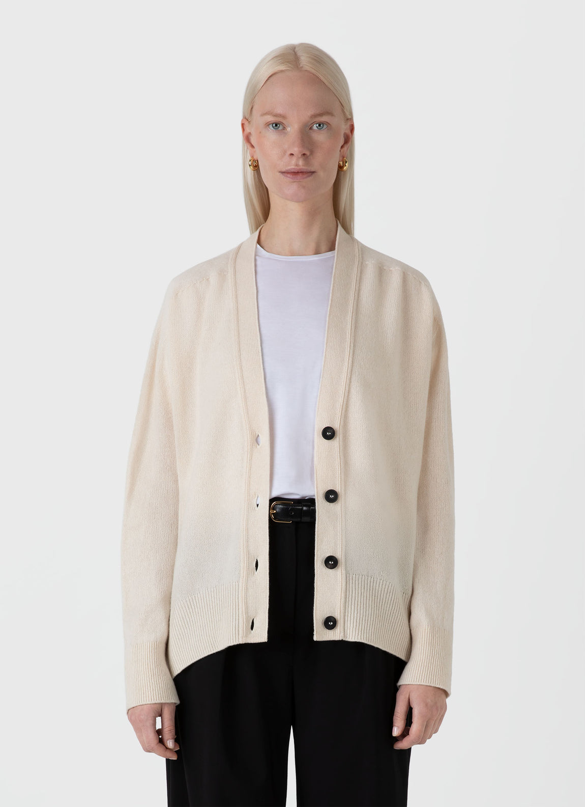 Women's Lambswool Cardigan in Ecru