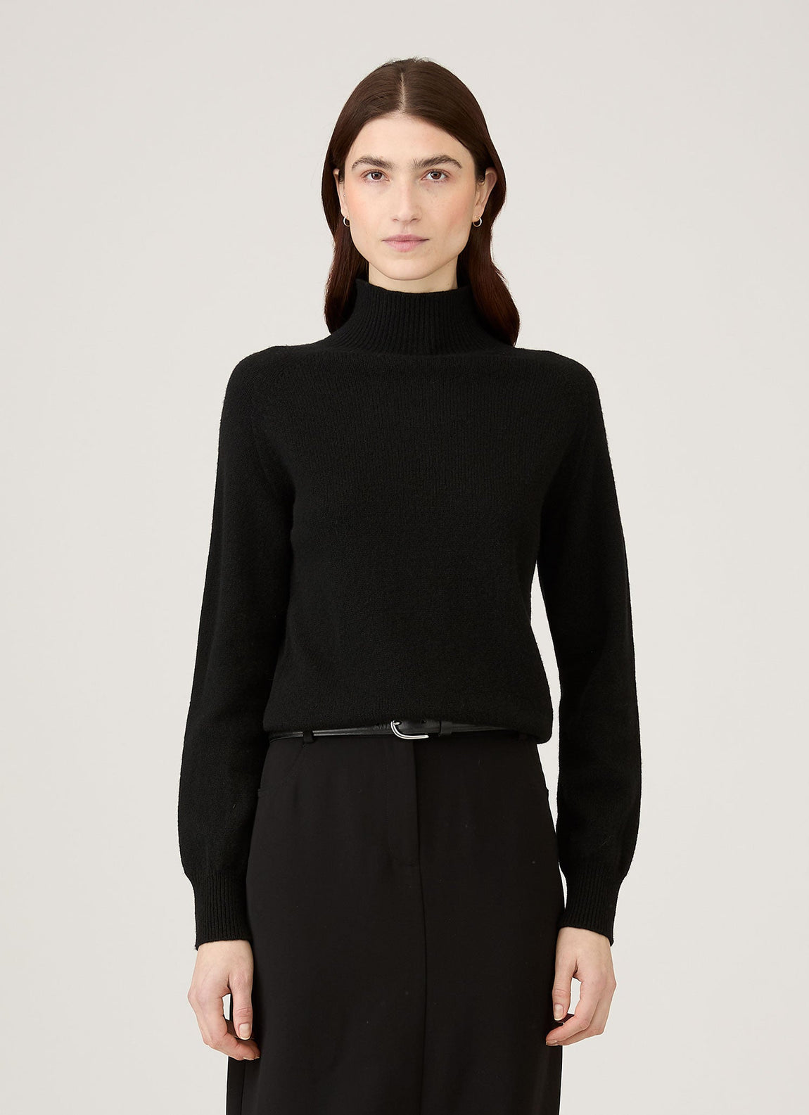 Women's Lambswool Funnel Neck Jumper in Black
