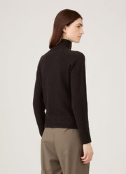Women's Lambswool Funnel Neck Jumper in Truffle
