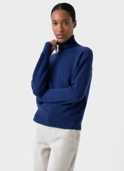 Women's Lambswool Funnel Neck Jumper in Space Blue