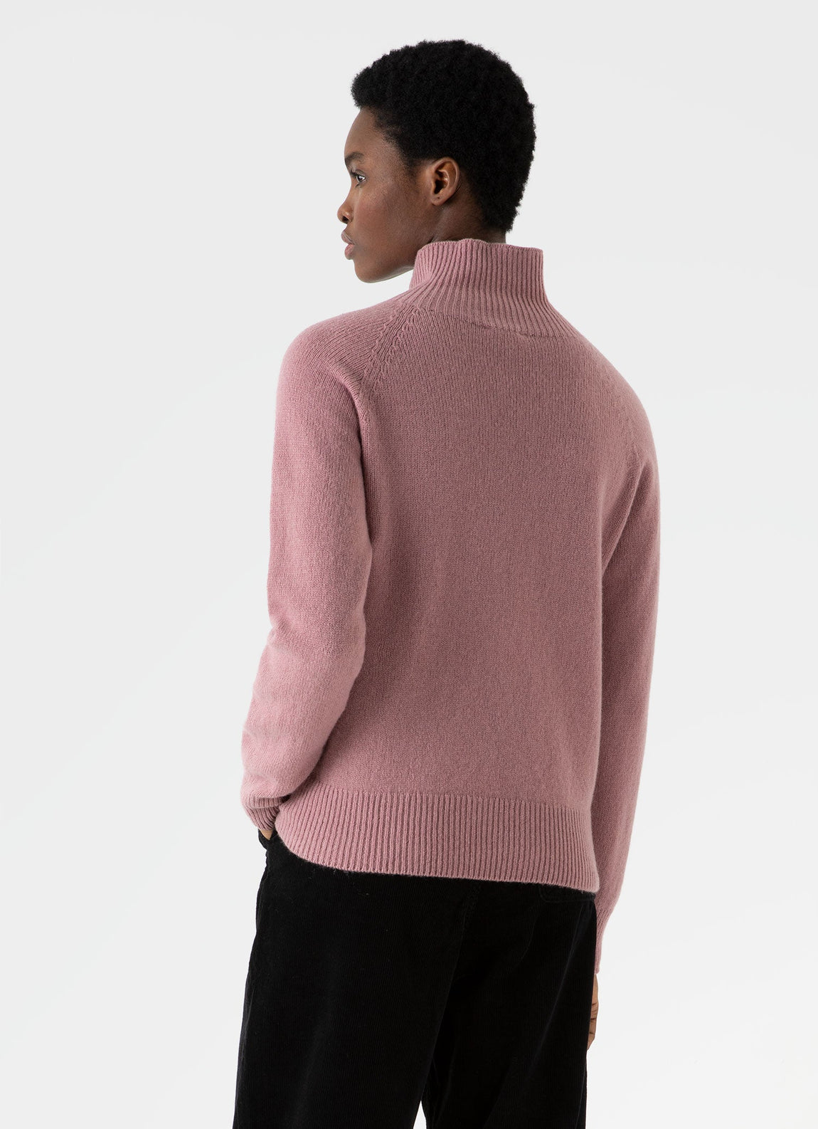 Women's Lambswool Funnel Neck Jumper in Vintage Pink