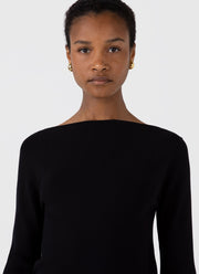 Women's Viscose Slash Neck Top in Black