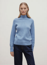 Women's Lambswool Funnel Neck Jumper in Studio Blue