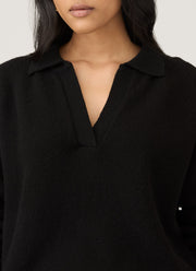 Women's Lambswool Polo Neck Jumper in Black