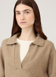 Women's Lambswool Polo Neck Jumper in Mink