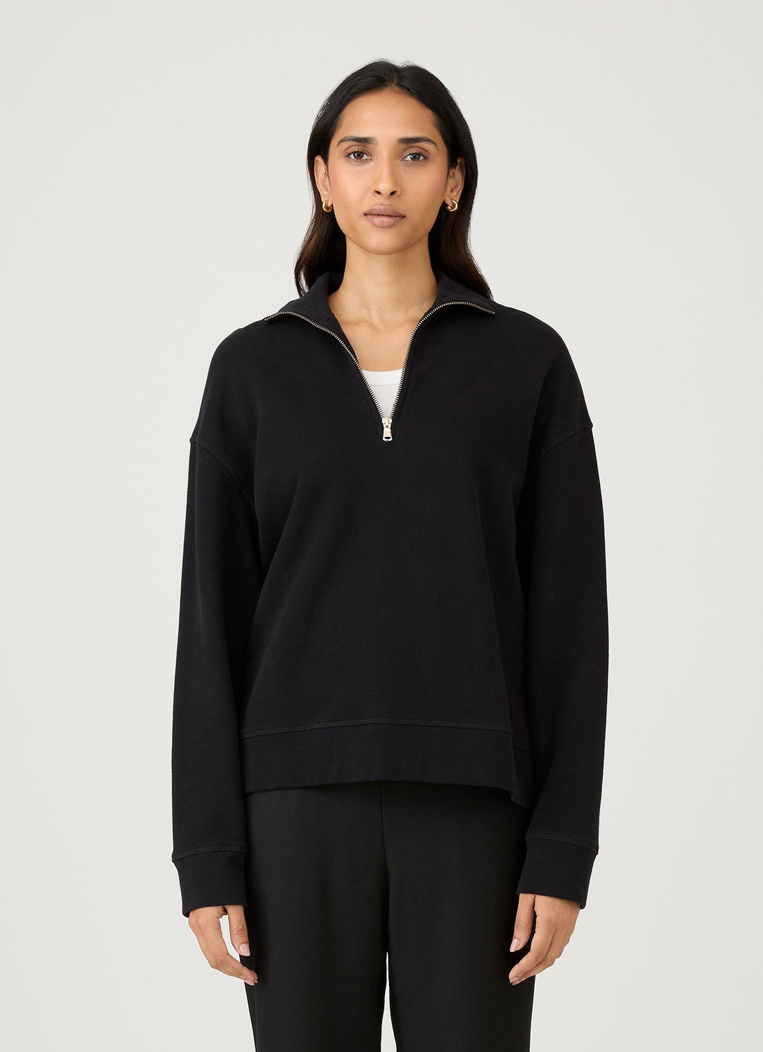 Loopback Pullover mit halbem Reißverschluss
