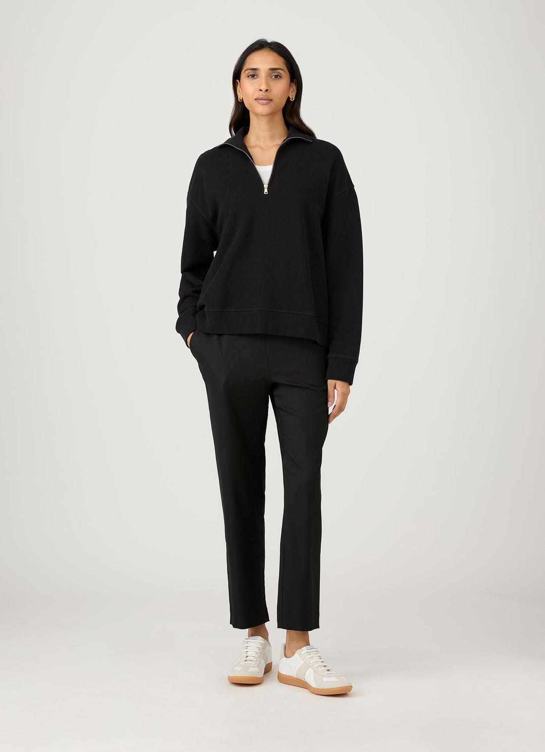 Loopback Pullover mit halbem Reißverschluss