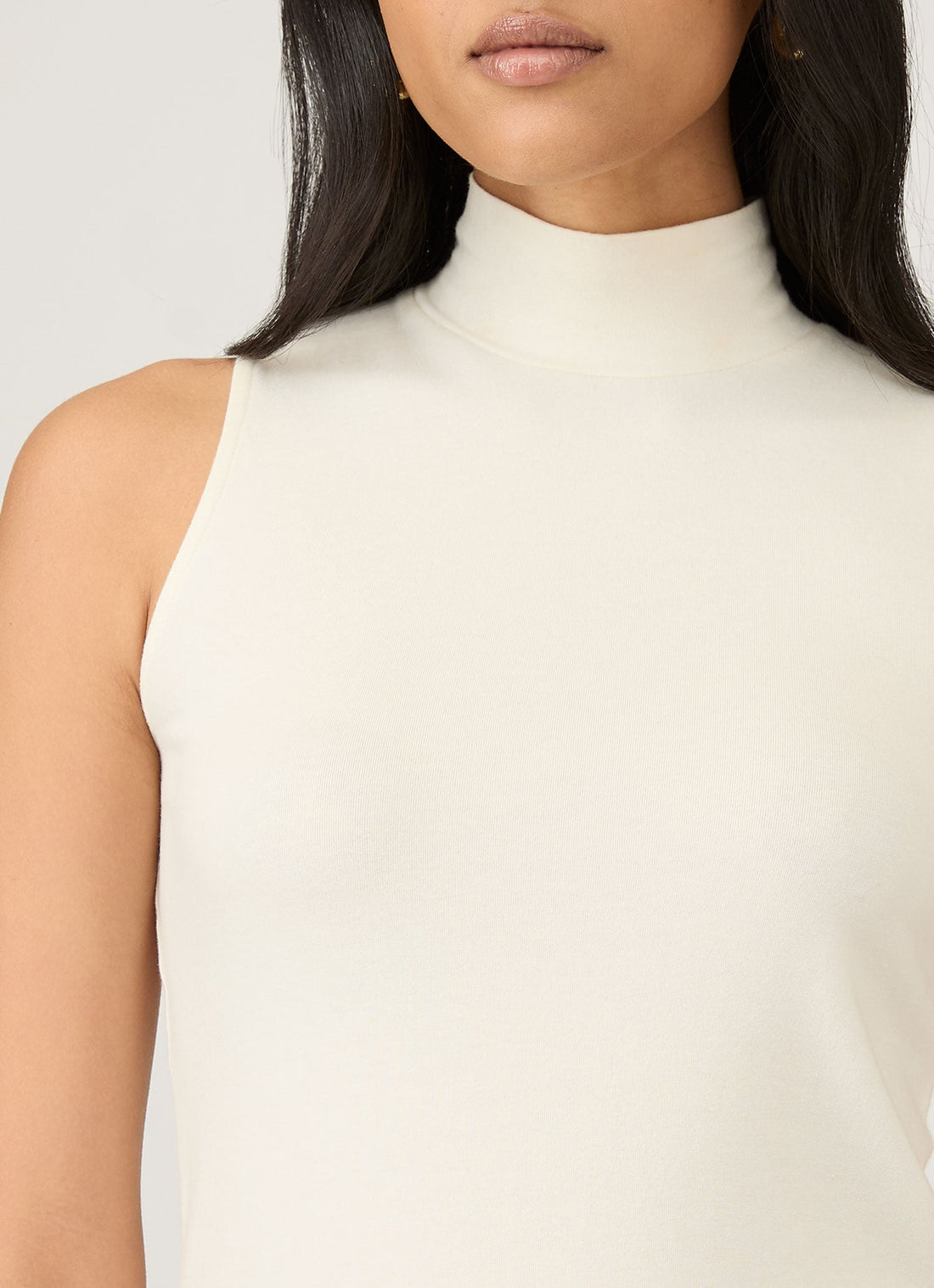 Women's Sleeveless High Neck Top in Ecru
