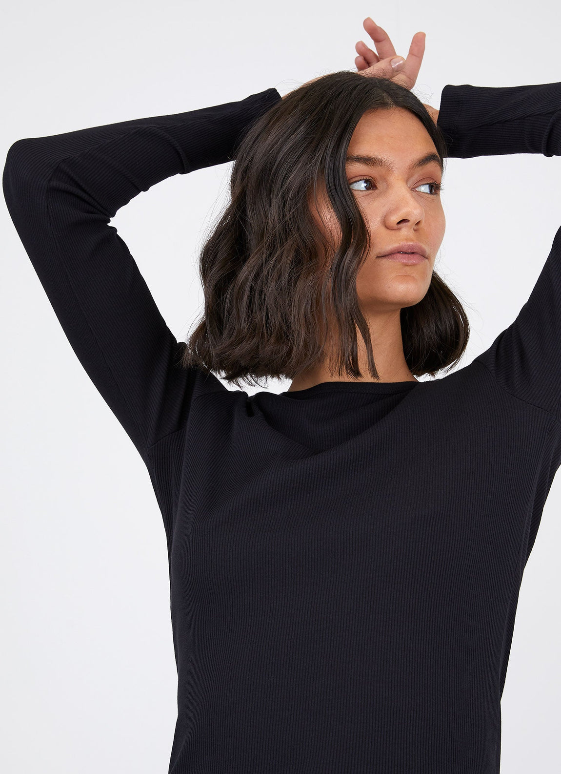 Women's Rib Long Sleeve T-shirt in Black