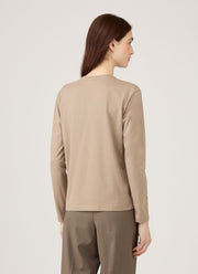 Women's Long Sleeve Boy Fit T-shirt in Mink