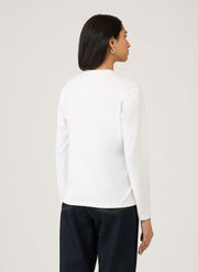 Women's Long Sleeve Boy Fit T Shirt in White