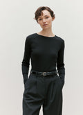 Women's Ribbed Long Sleeve T-shirt in Black