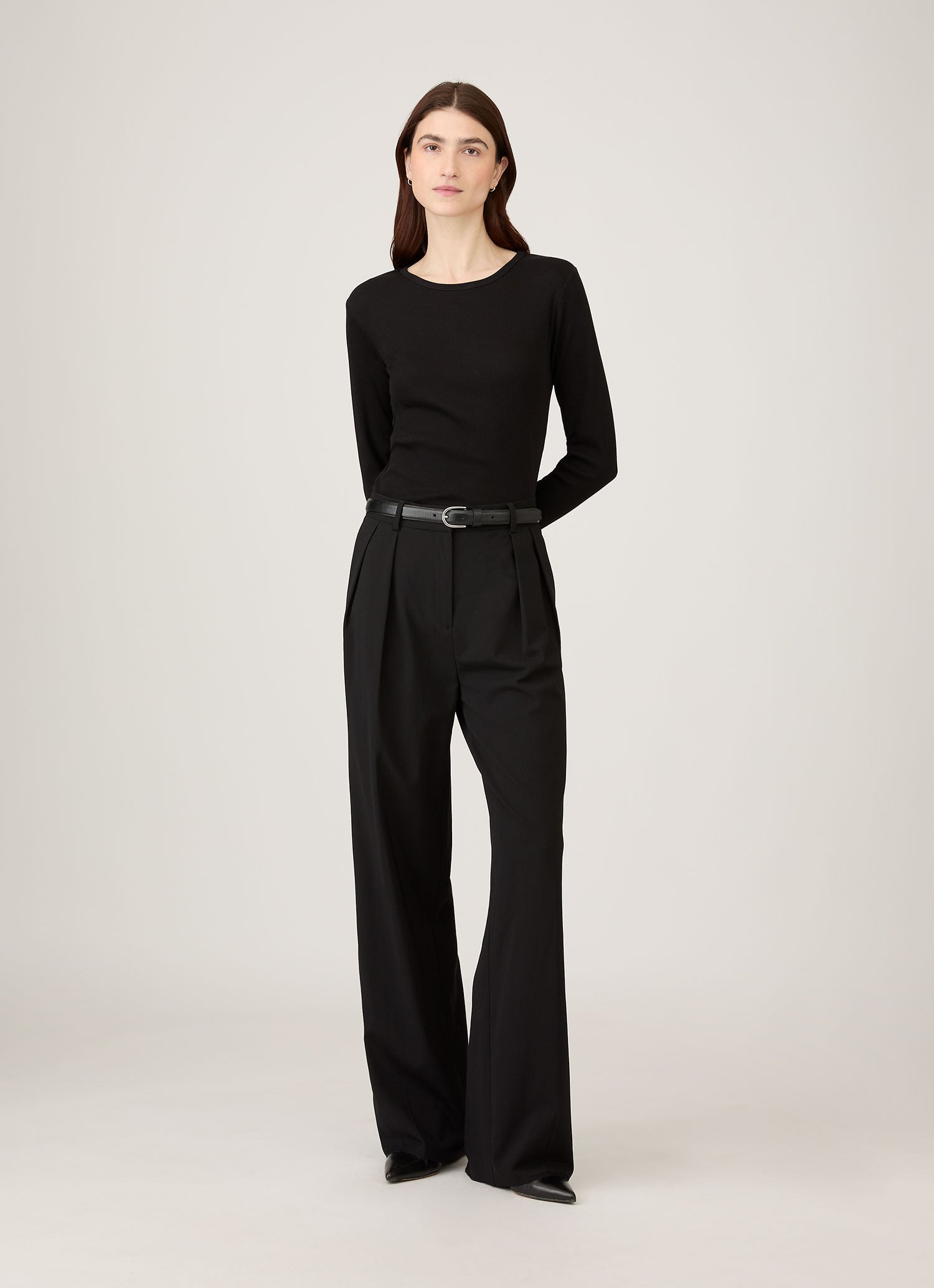 Women's Ribbed Long Sleeve T-shirt in Black