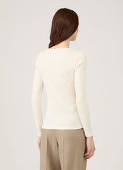 Women's Long Sleeve Ribbed T-shirt in Ecru
