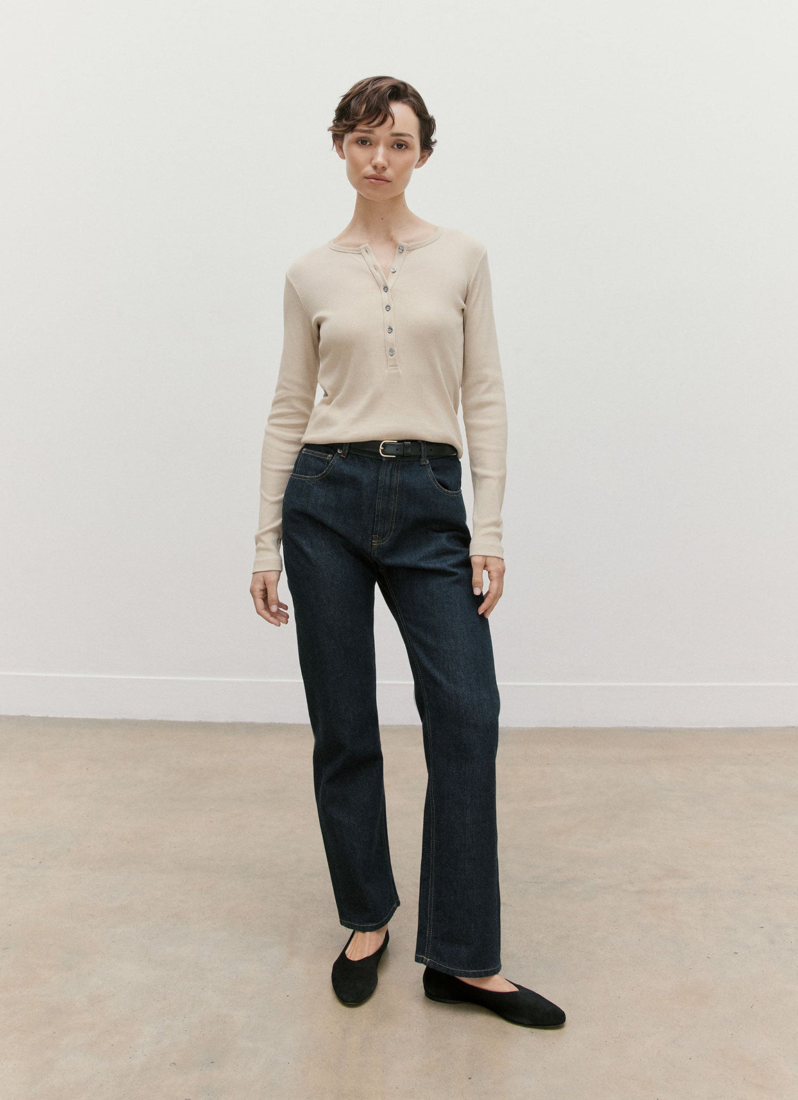 Women's Ribbed Henley in Hazelwood
