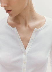 Women's Ribbed Henley in White