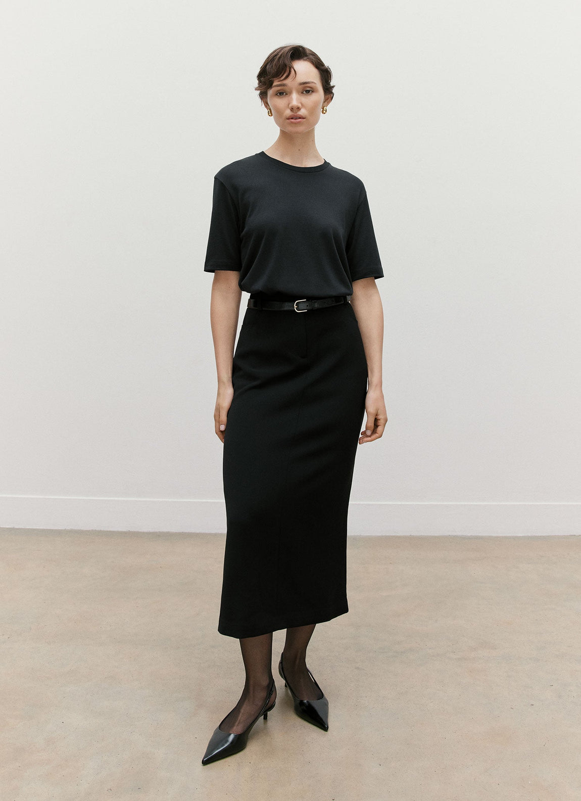 Women's Silk Cotton T-shirt in Black