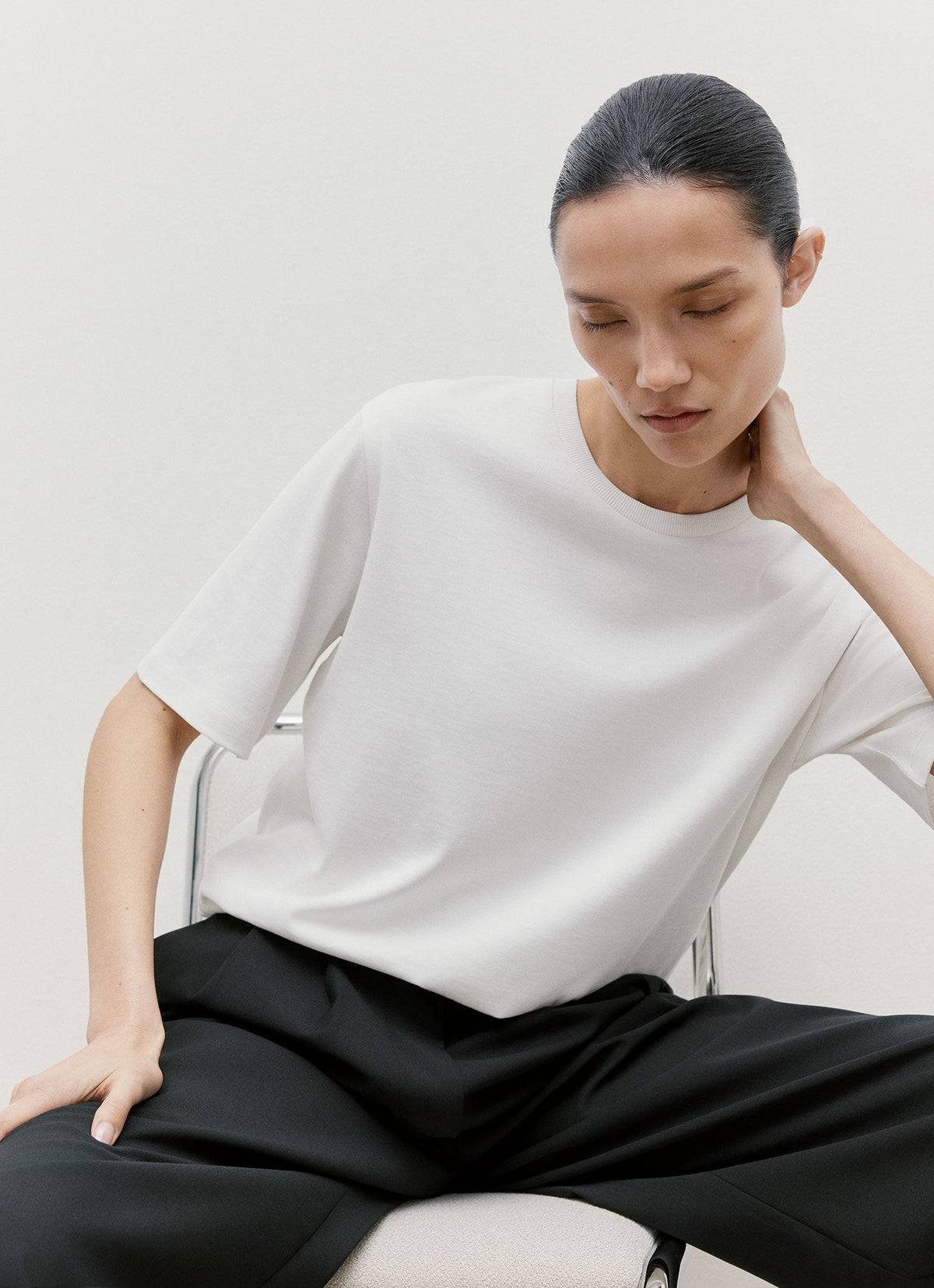 Women's Silk Cotton T-shirt in White