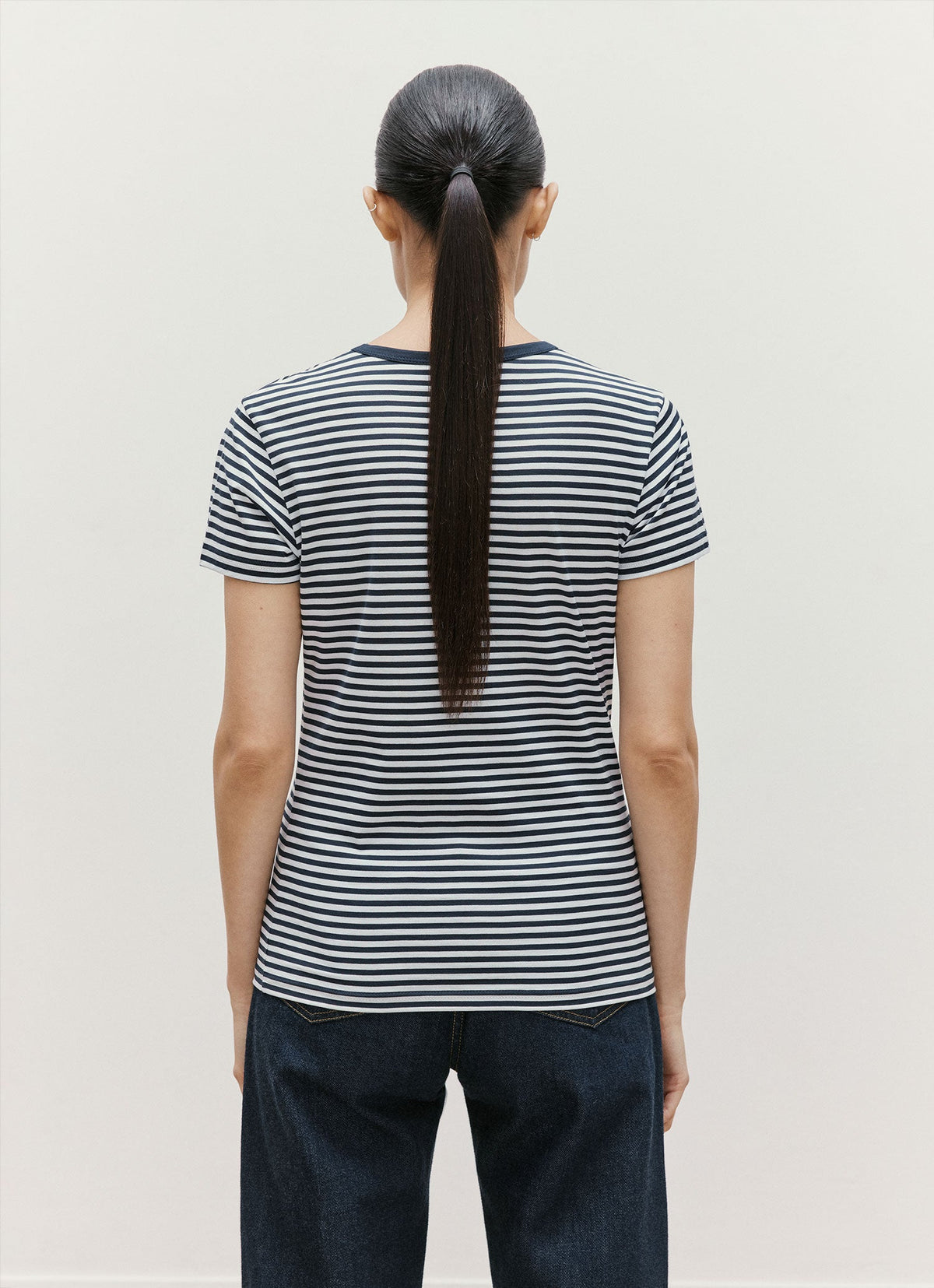 Women's Classic T-shirt in Navy/White English Stripe