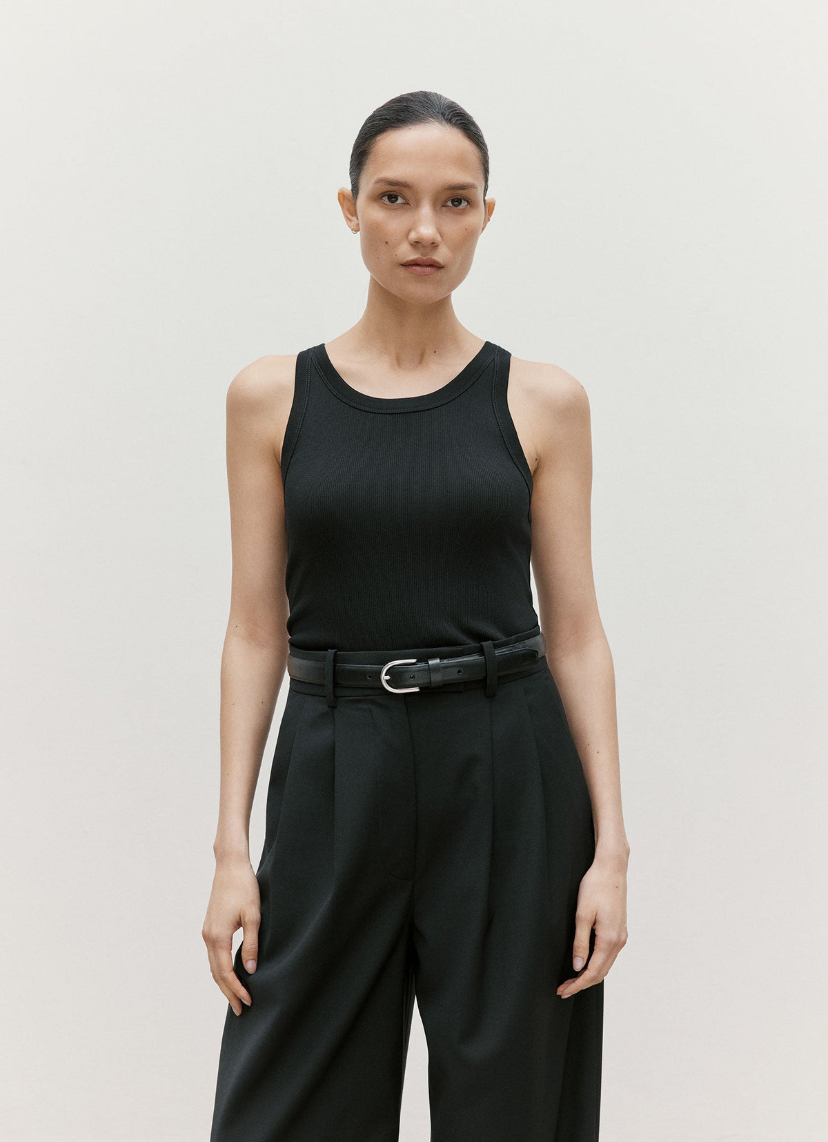 Women's Ribbed Tank Top in Black