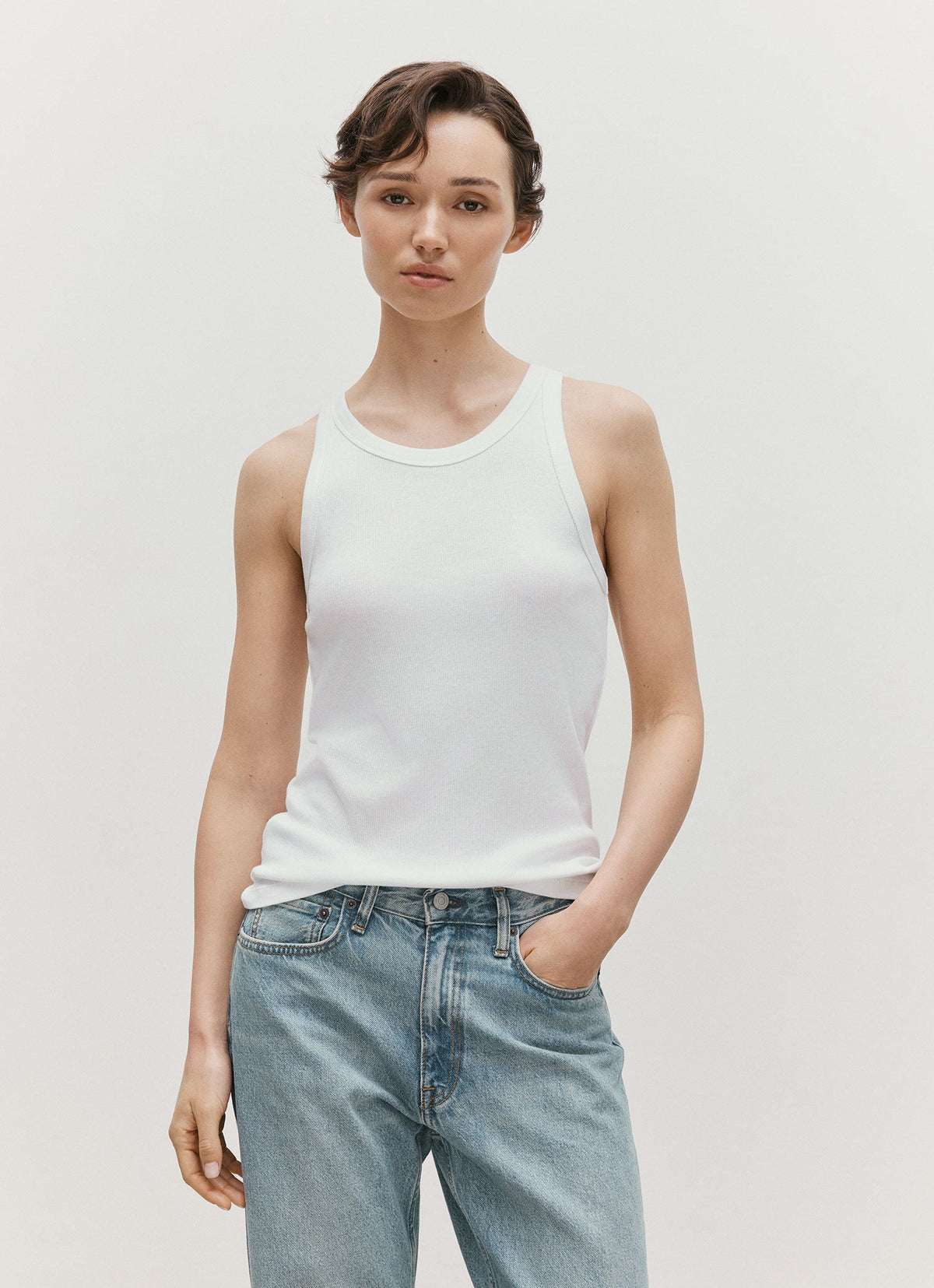 Women's Ribbed Tank Top in White