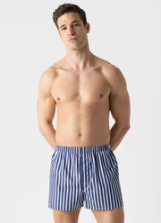 Men's Classic Boxer Shorts in Navy/White Wide Stripe