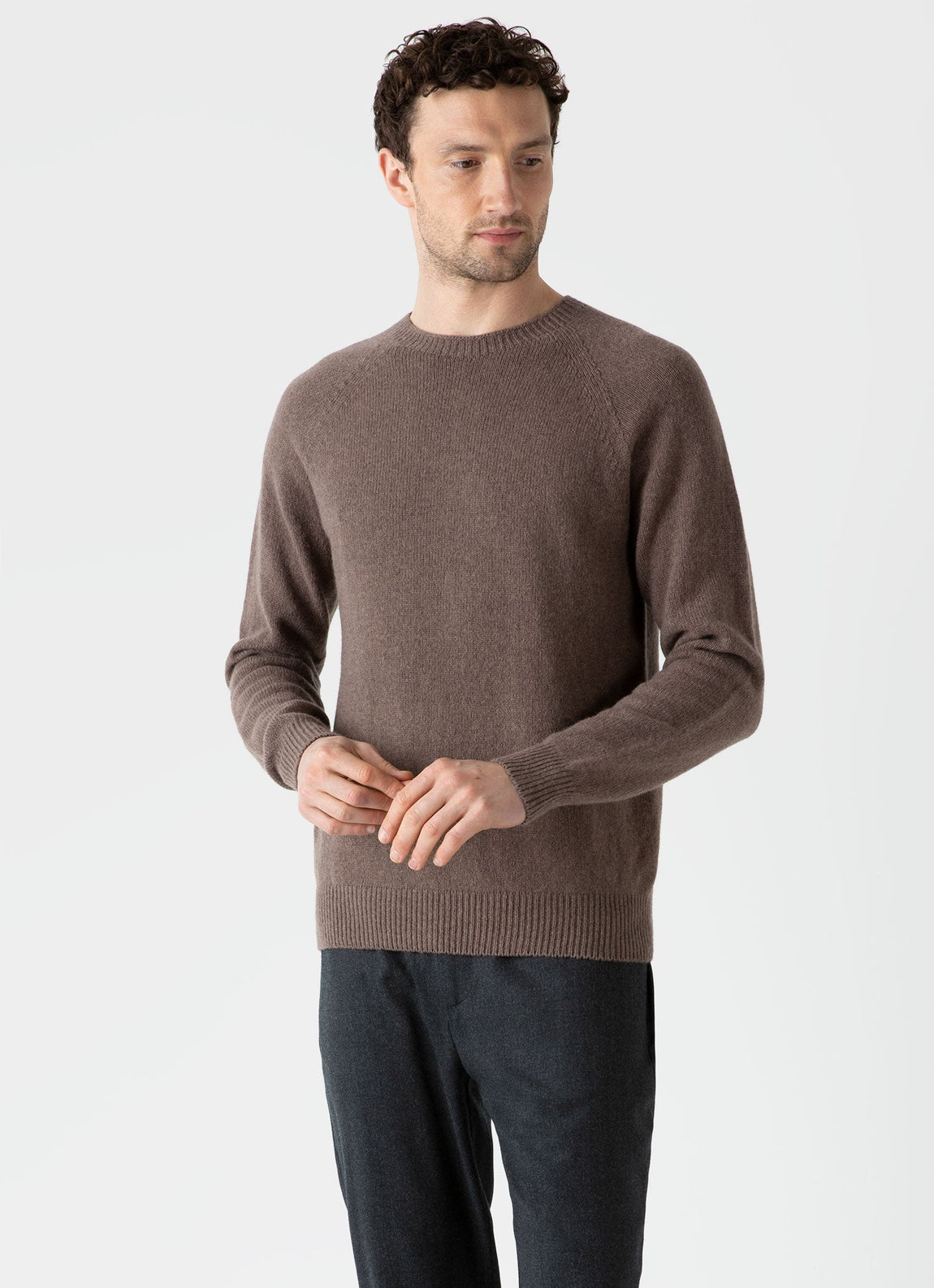 Men's Lambswool Crew Neck Jumper in Cedar