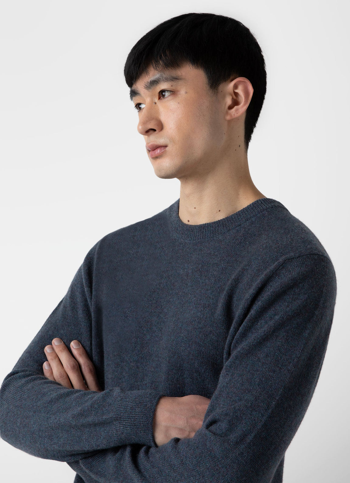 Men's Cashmere Crew Neck Jumper in Peacock Melange