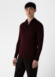 Men's Extra-Fine Merino Zip Neck in Maroon