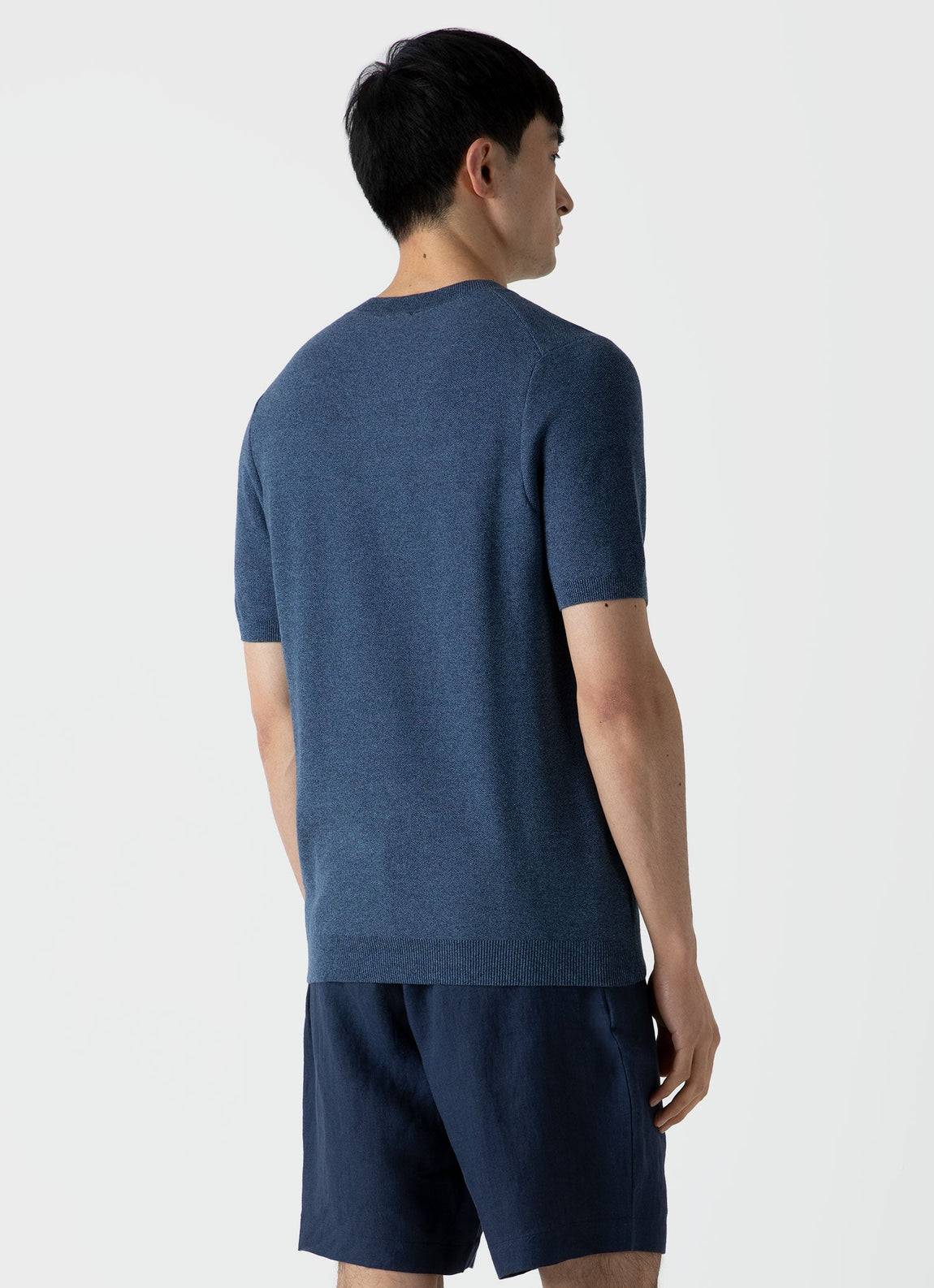 Men's Honeycomb Knitted T-shirt in Coast Melange