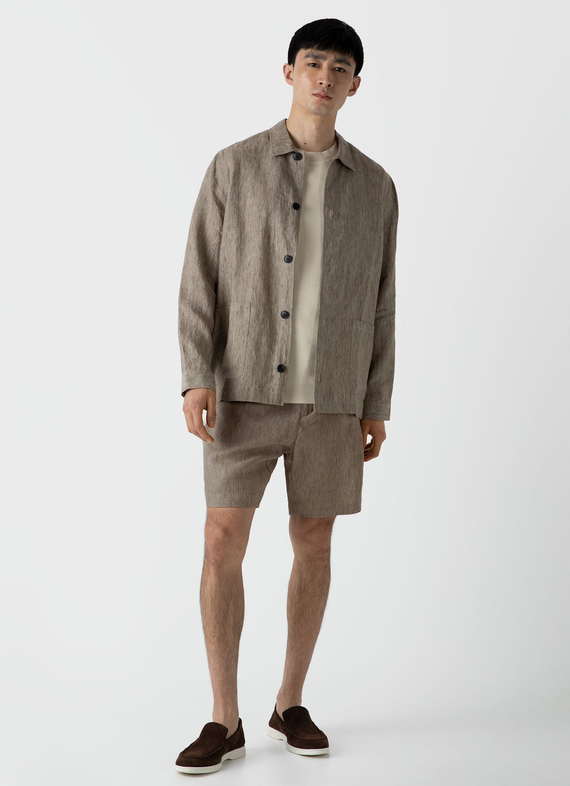 Men's Honeycomb Knitted T-shirt in Ecru