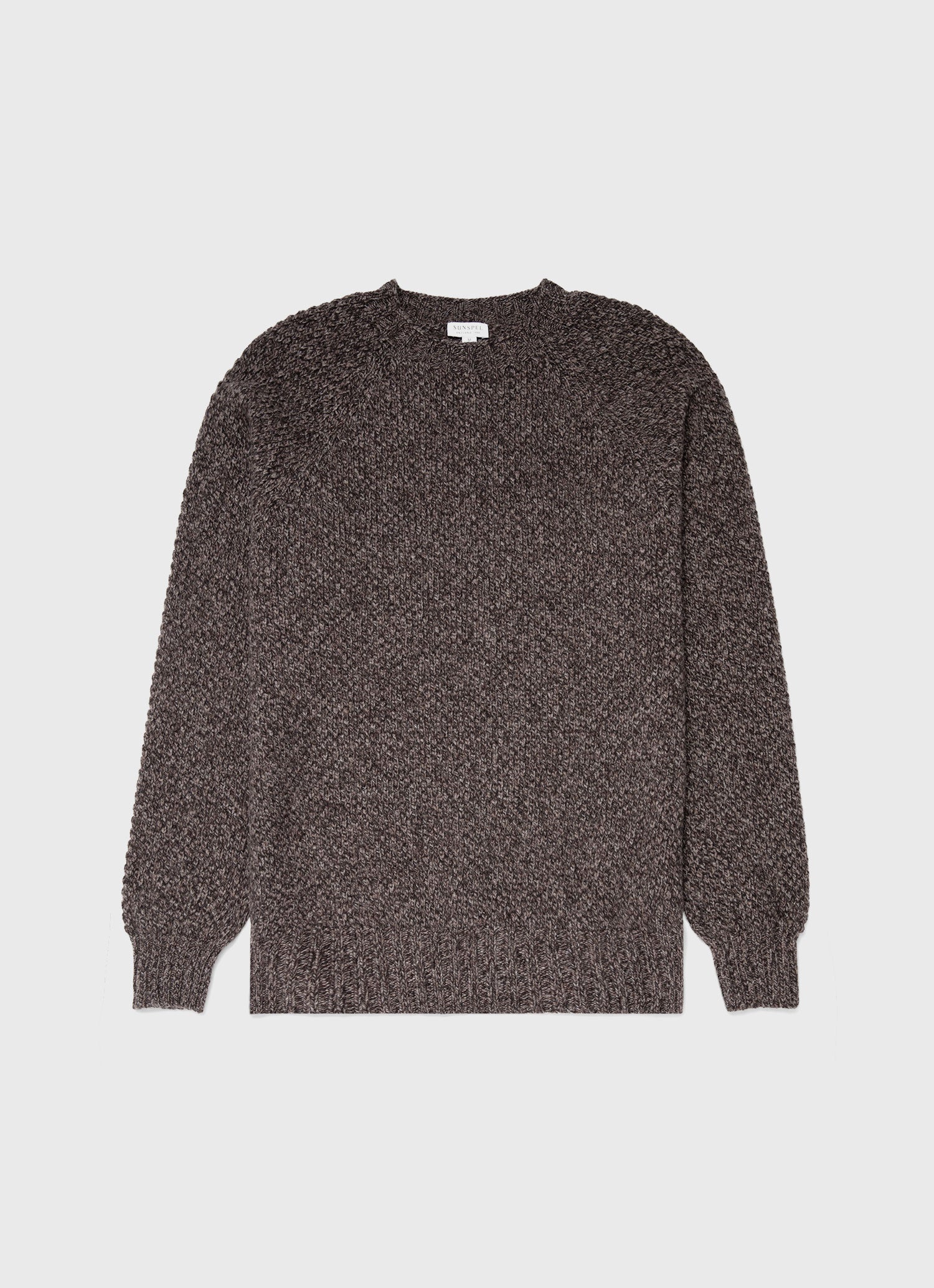 Men's Lambswool Textured Jumper in Coffee Twist