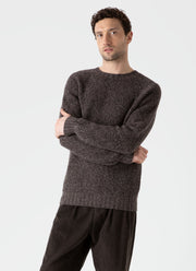 Men's Lambswool Textured Jumper in Coffee Twist