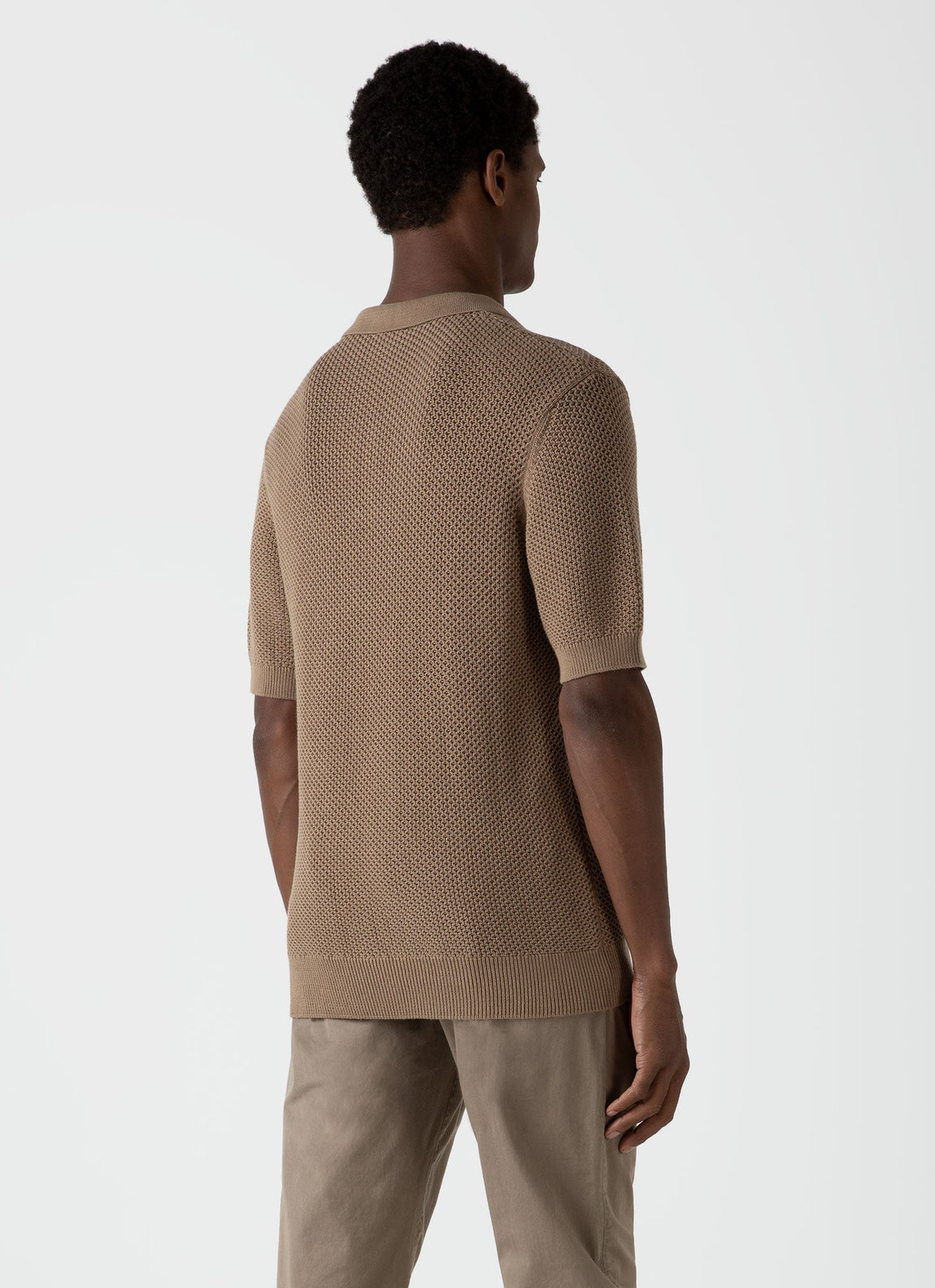 Men's Mr Porter Mesh Knit Polo in Oat