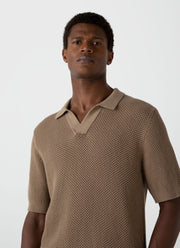 Men's Mr Porter Mesh Knit Polo in Oat