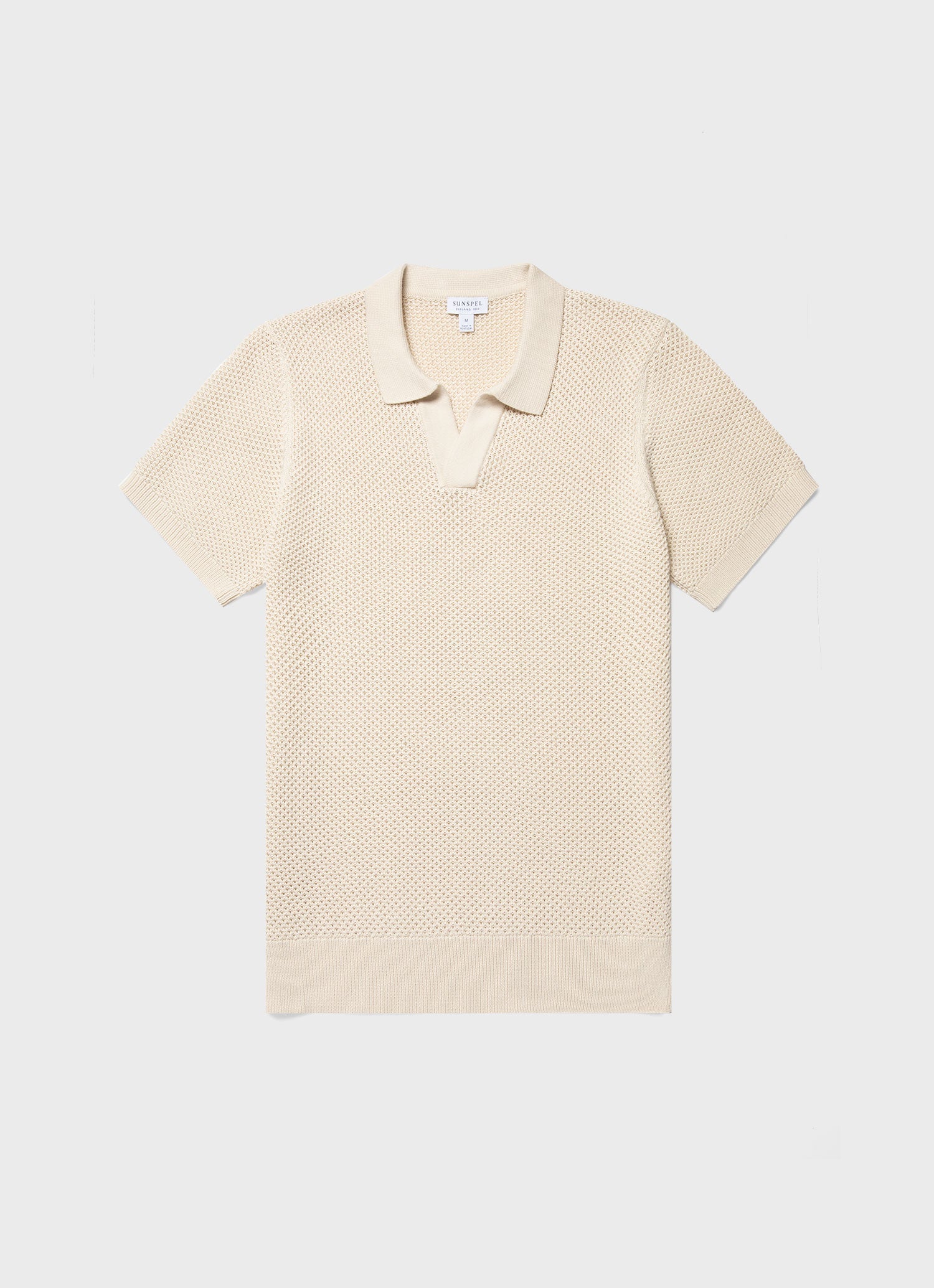 Men's Mr Porter Mesh Knit Polo in Ecru