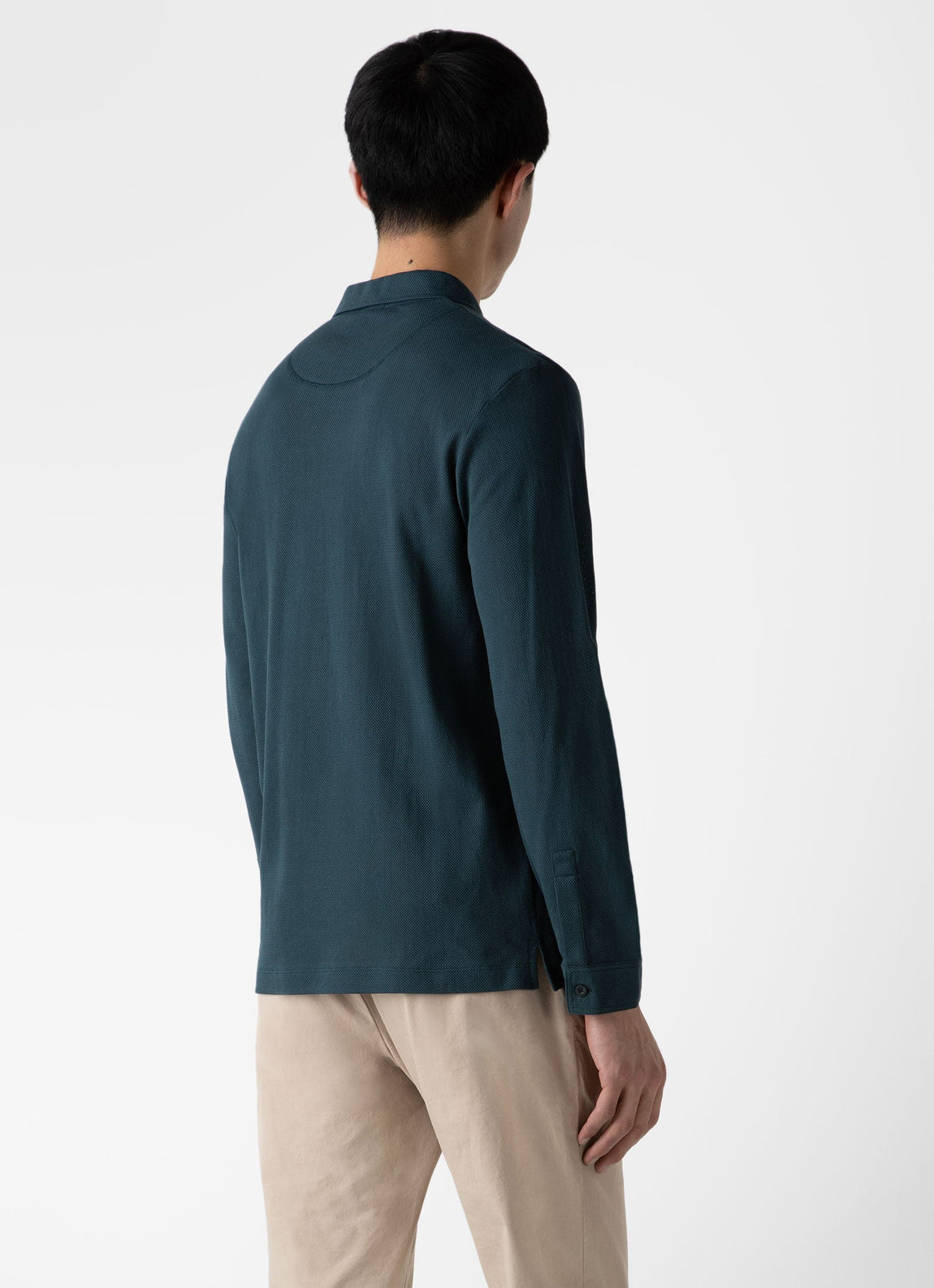 Men's Riviera Long Sleeve Polo Shirt in Peacock