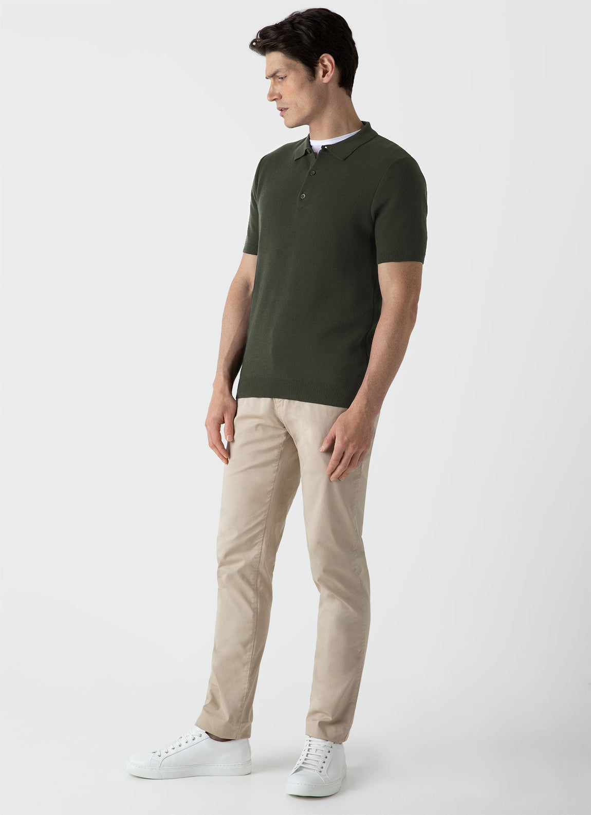 Men's Knit Polo Shirt in Hunter Green