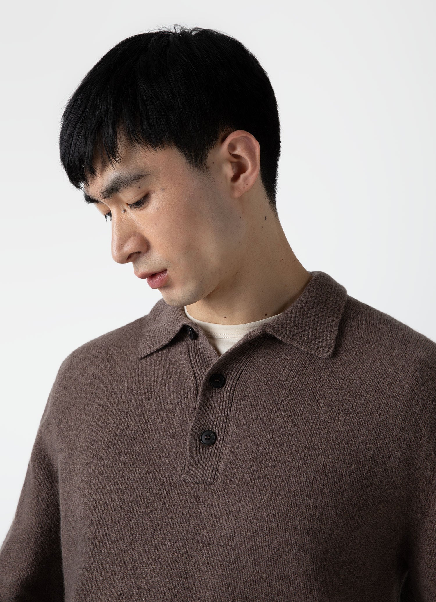 Men's Lambswool Polo Shirt in Cedar