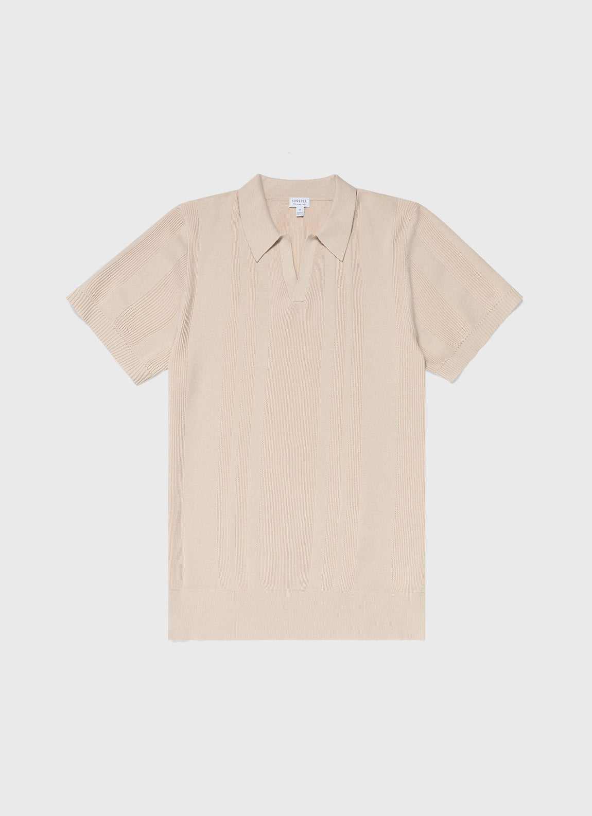 Men's Rib Knit Polo Shirt in Beige
