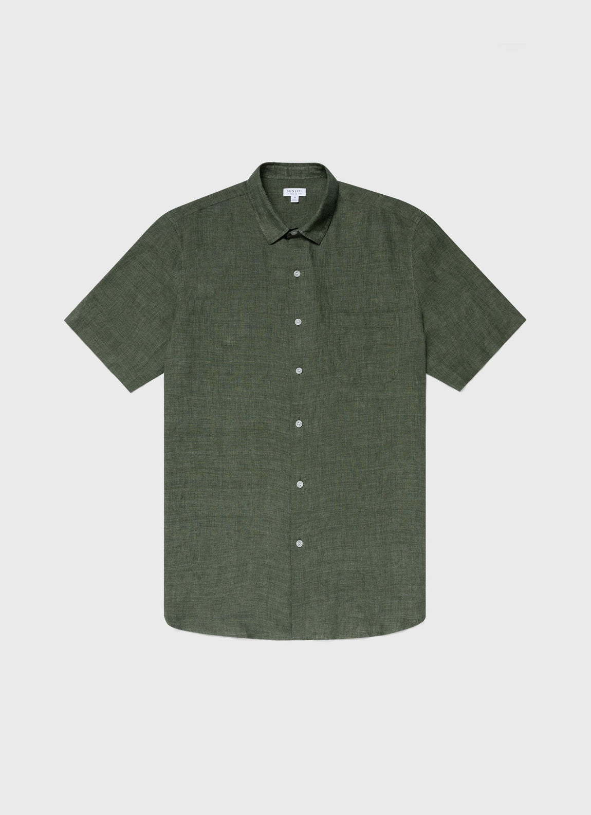 Men's Short Sleeve Linen Shirt in Hunter Green