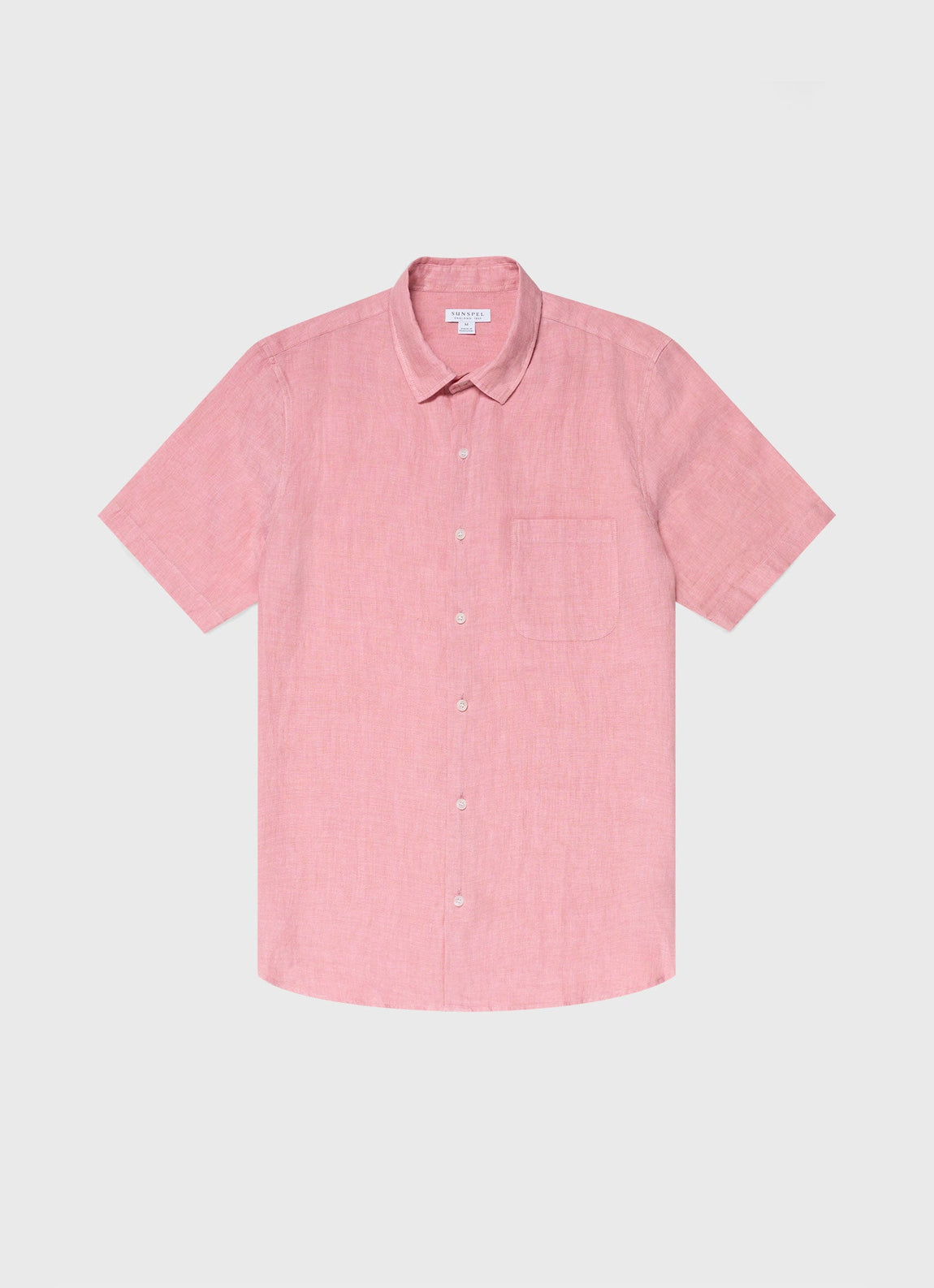 Men's Short Sleeve Linen Shirt in Shell Pink