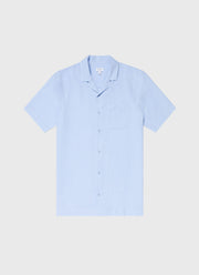 Men's Waffle Camp Collar Shirt in Cool Blue